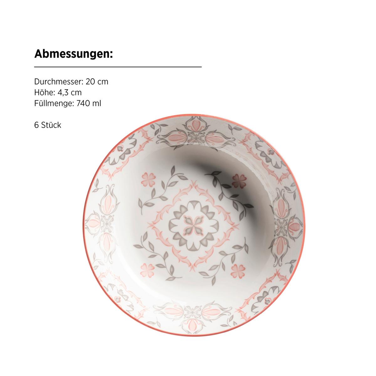 Tellerset 18 -Teilig. Grau/Rosa/Rot/Weiß - Rot/Rosa, Basics, Keramik - Mäser