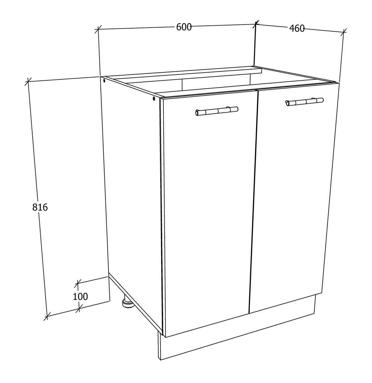 Küchenunterschrank Esilo B: 60 Cm Weiß/eiche Dekor - Weiß/Sonoma Eiche, KONVENTIONELL, Holzwerkstoff (60/82/46cm) - MID.YOU