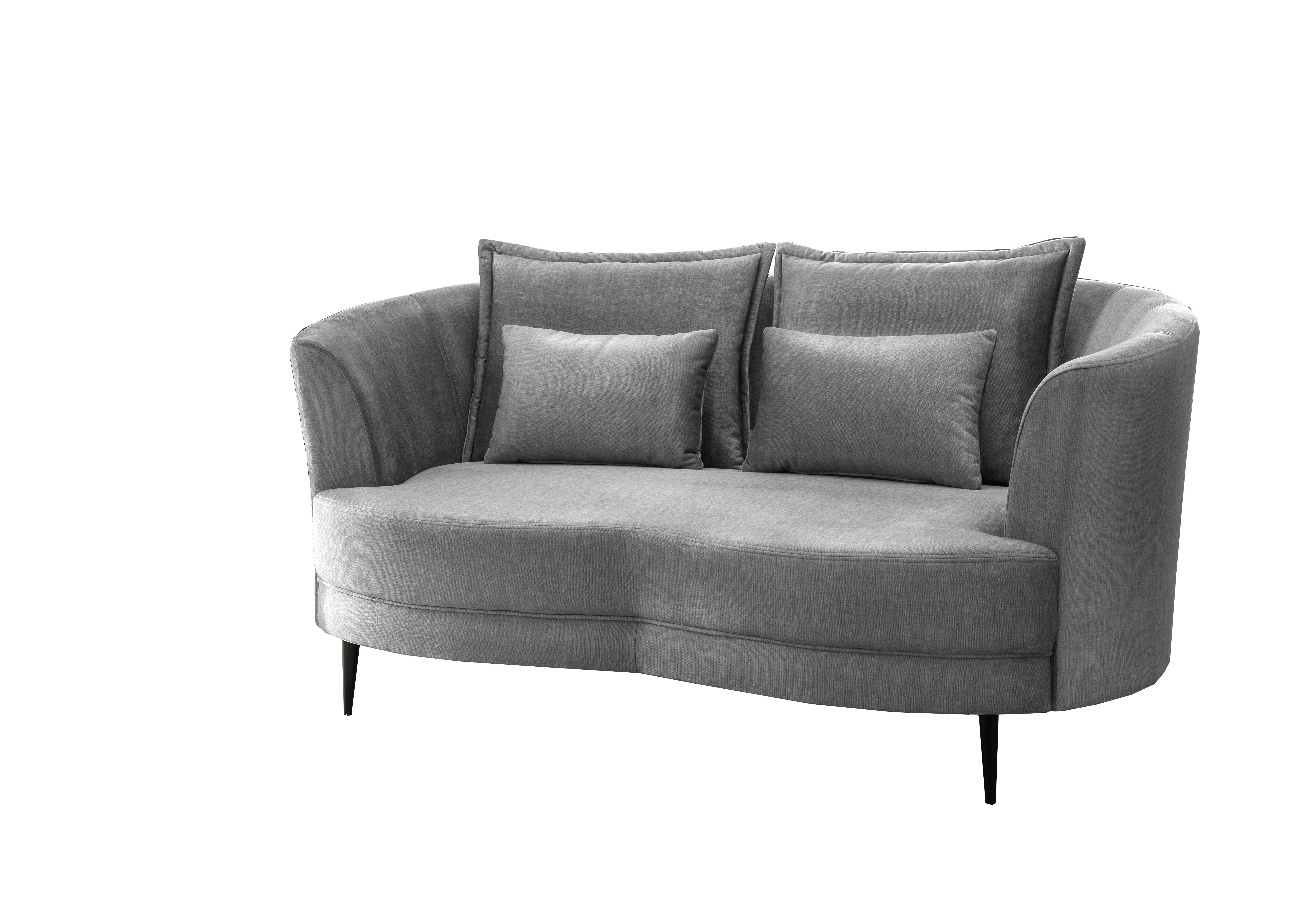 2-Sitzer-Sofa Silberfarben Velours, Rücken Echt B: 179 cm - Silberfarben/Schwarz, MODERN, Textil (179/85/101cm) - Livetastic