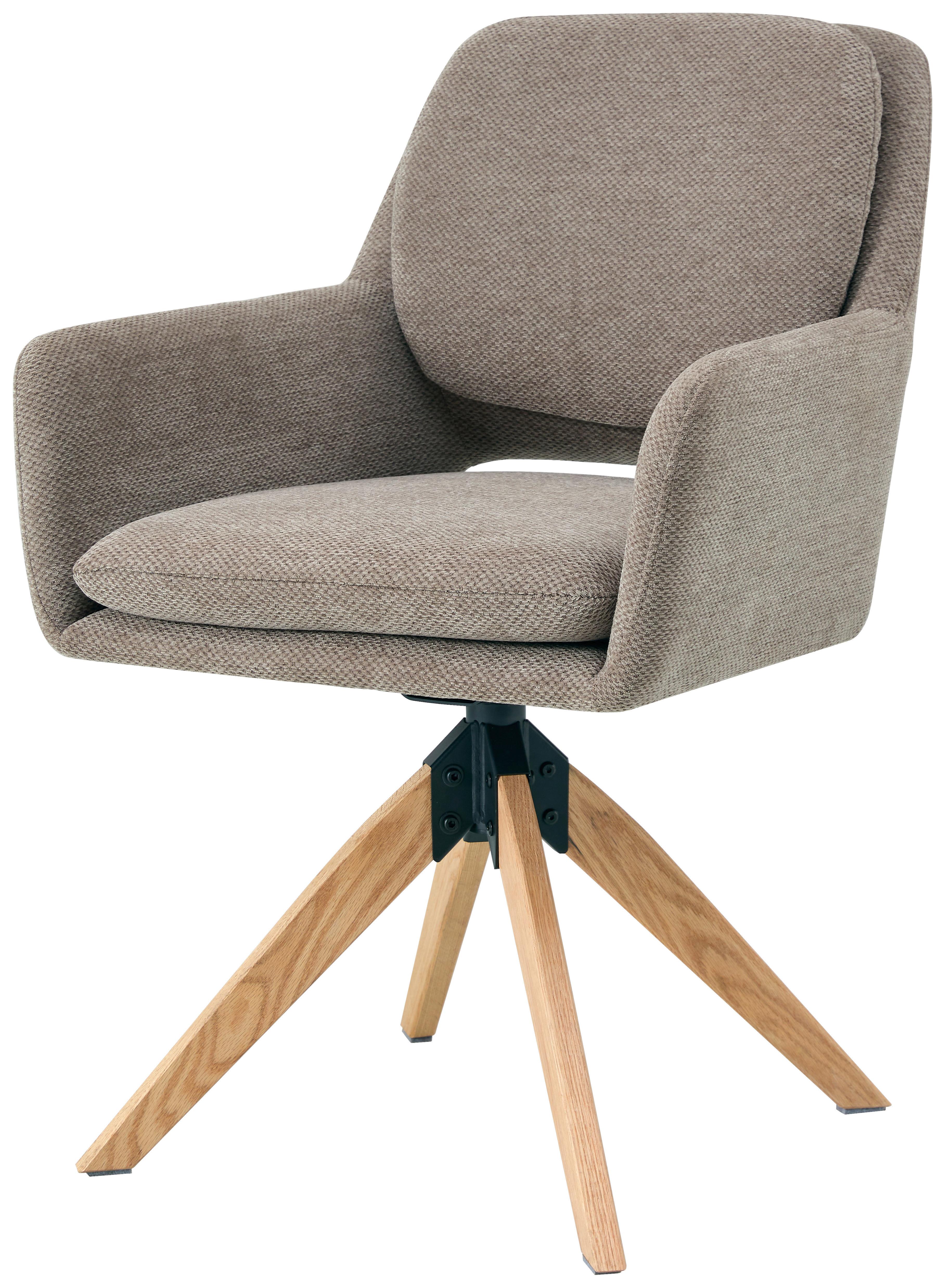 Armlehnstuhl Marley Webstoff Braun, B: 59 Cm - Braun/Naturfarben, KONVENTIONELL, Holz/Textil (59/89/65cm) - Livetastic