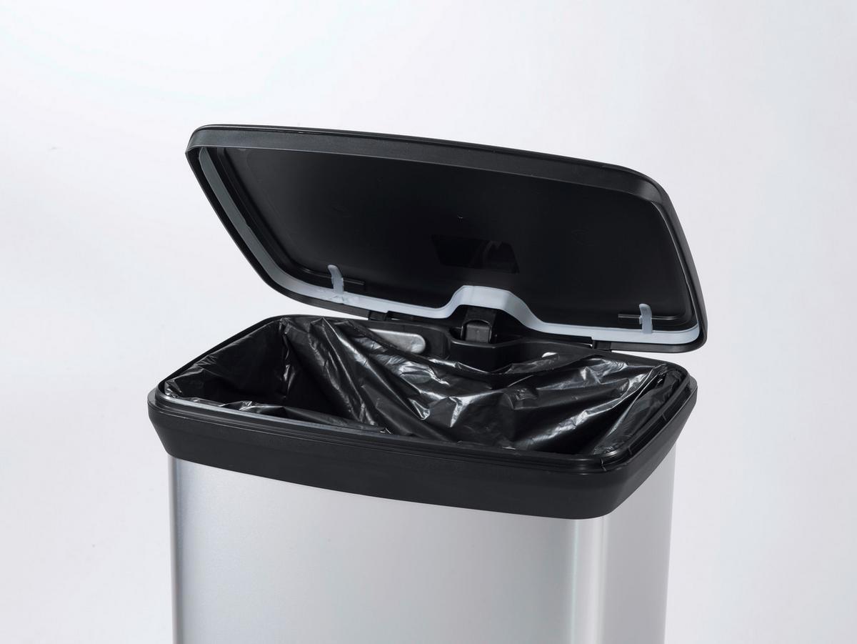 Mülleimer Deco Mit Deckel 50 L Kunststoff Schwarz/silber - Silberfarben/Schwarz, Basics, Kunststoff (36,0/81,1/44,0cm) - Keter