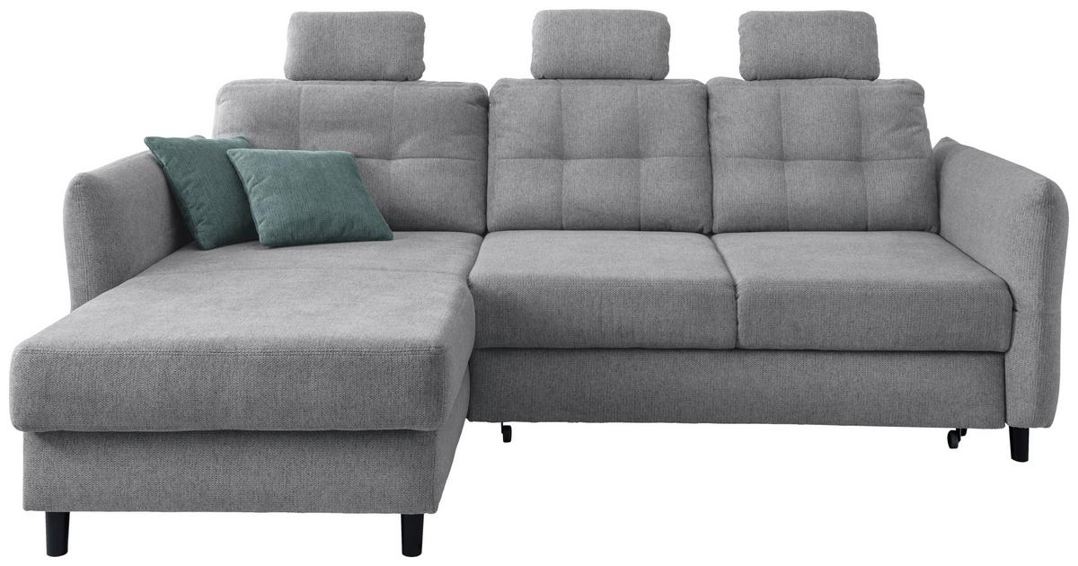 Ecksofa Brizzini Silberfarben S: 176/250-280 Cm - Mintgrau/Silberfarben, MODERN, Holz/Textil (176/250-280cm) - Livetastic
