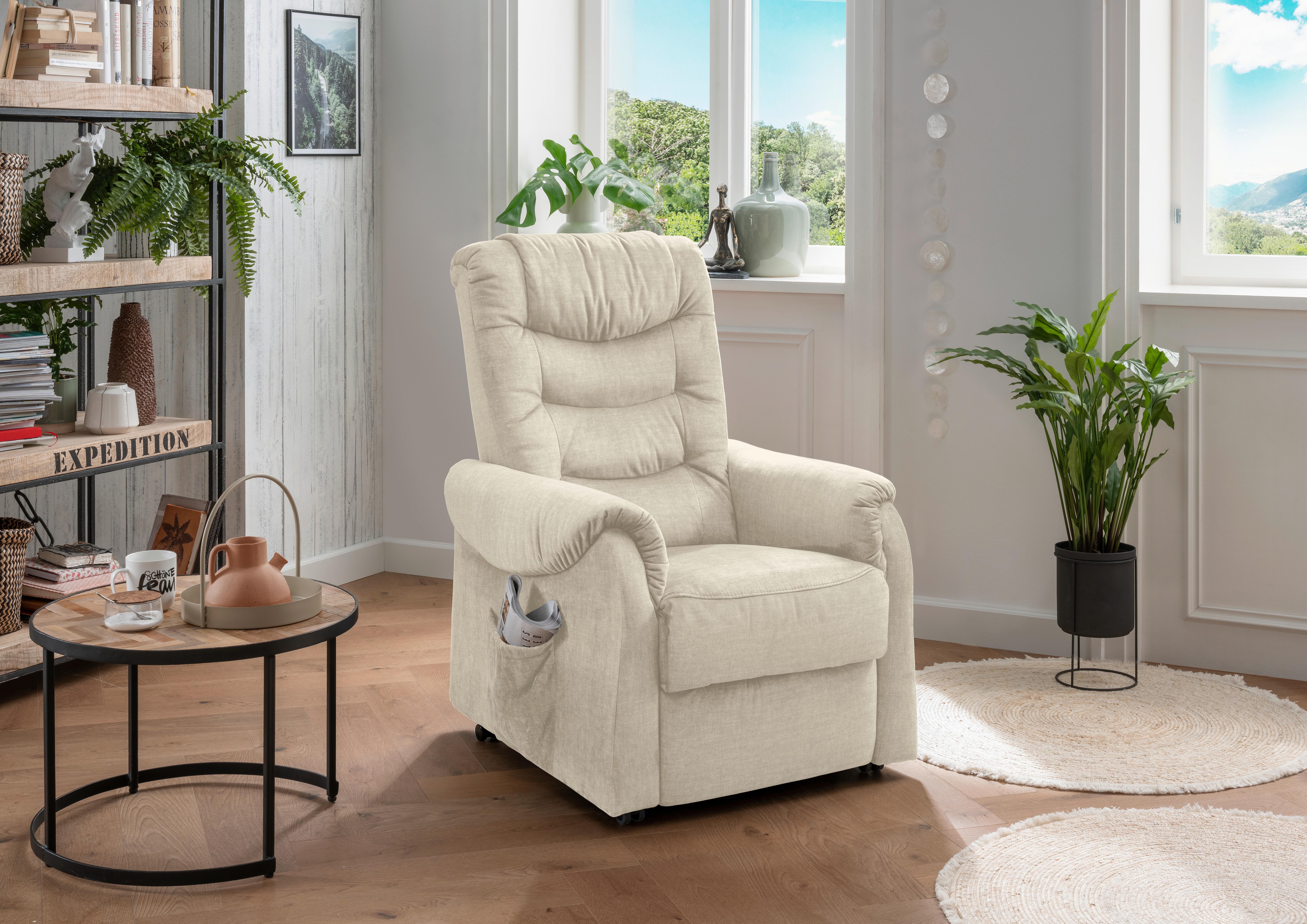 Fernsehsessel Nino Beige B: 78 cm - Beige/Schwarz, Design, Textil (78/107/93cm) - Livetastic