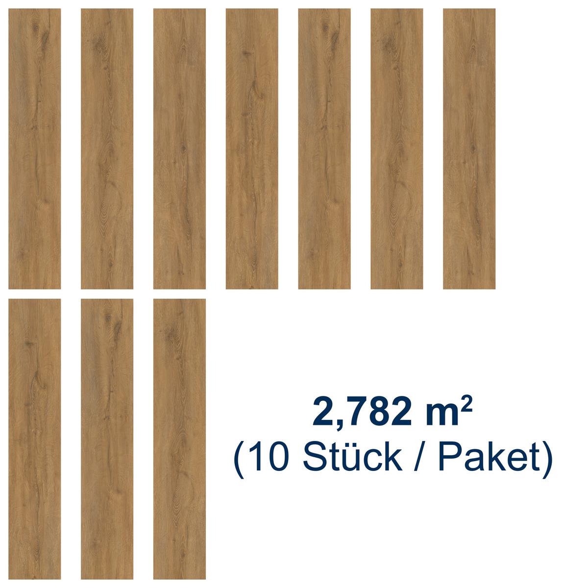 Designboden Eichefarben /Cappuccino Landhausdiele Stärke 3,8mm - Eichefarben/Cappuccino, Basics, Kunststoff (122/22.8/0.38cm)