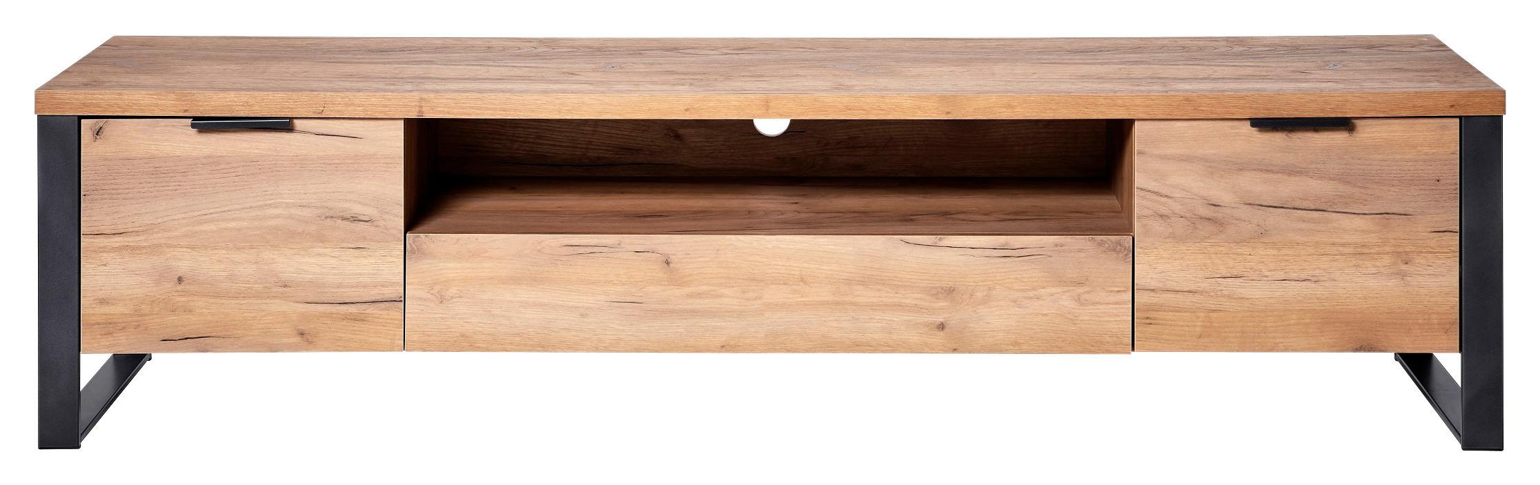 Lowboard Loop TV 180 B: 180 cm Kerneiche - Eichefarben/Anthrazit, KONVENTIONELL, Holzwerkstoff/Metall (180/45/40cm) - Livetastic