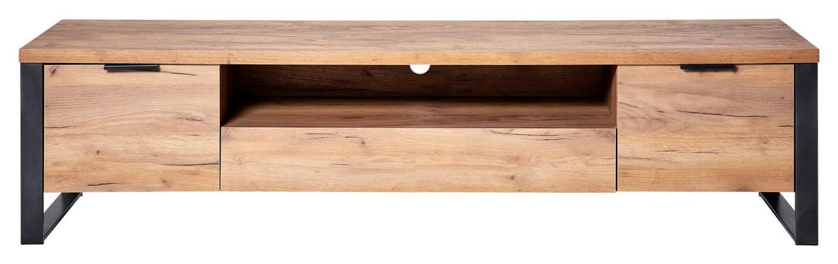 Lowboard Loop Tv 180 B: 180 Cm Kerneiche - Eichefarben/Anthrazit, KONVENTIONELL, Holzwerkstoff/Metall (180/45/40cm) - Livetastic