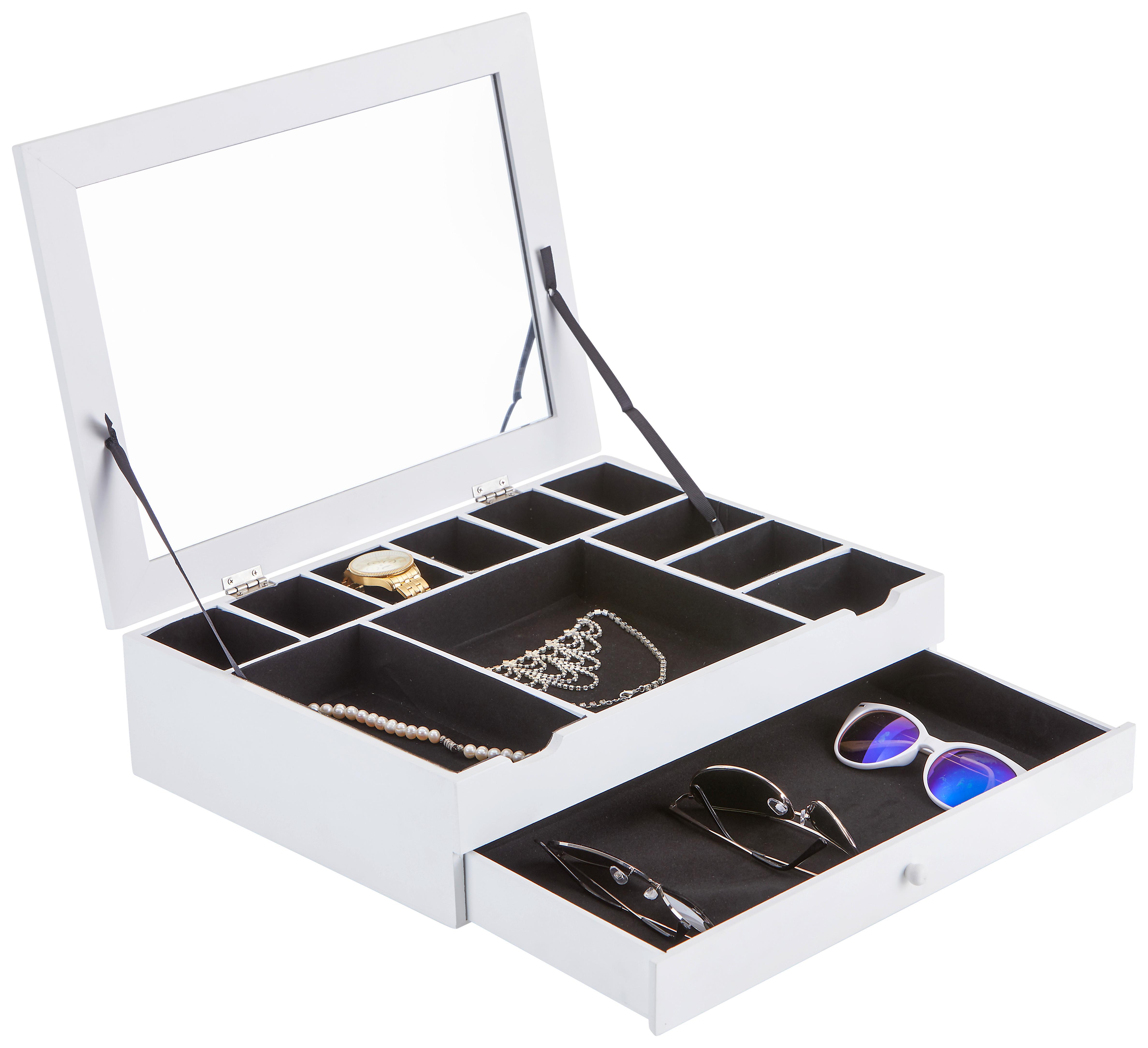 ORGANIZÉR NA ŠPERKY MIA 2 - bílá, Moderní, kompozitní dřevo/sklo (40/30/10cm)