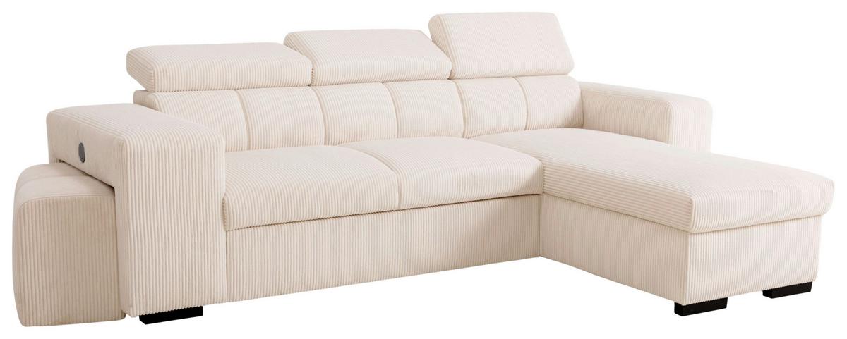 Ecksofa Sirius M creme, 251x165cm - Creme, KONVENTIONELL, Holz/Holzwerkstoff (251/165cm)