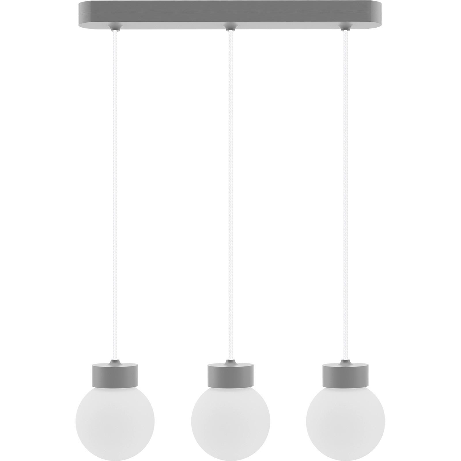 Hängeleuchte 8570336 Barrel-Orb 3 - Grau - Weiß/Grau, Design, Glas/Holz (52/150cm)