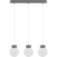 Hängeleuchte 8570336 Barrel-Orb 3 - Grau - Weiß/Grau, Design, Glas/Holz (52/150cm)