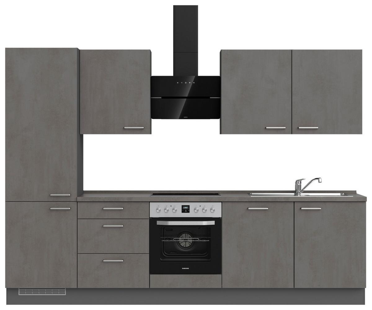 Kuchynská linka 300 cm, bridl.šedý betón/bridl.šedá - farba ušľachtilej ocele/bridlicová, Modern, kov/kompozitné drevo (300cm) - Nobilia