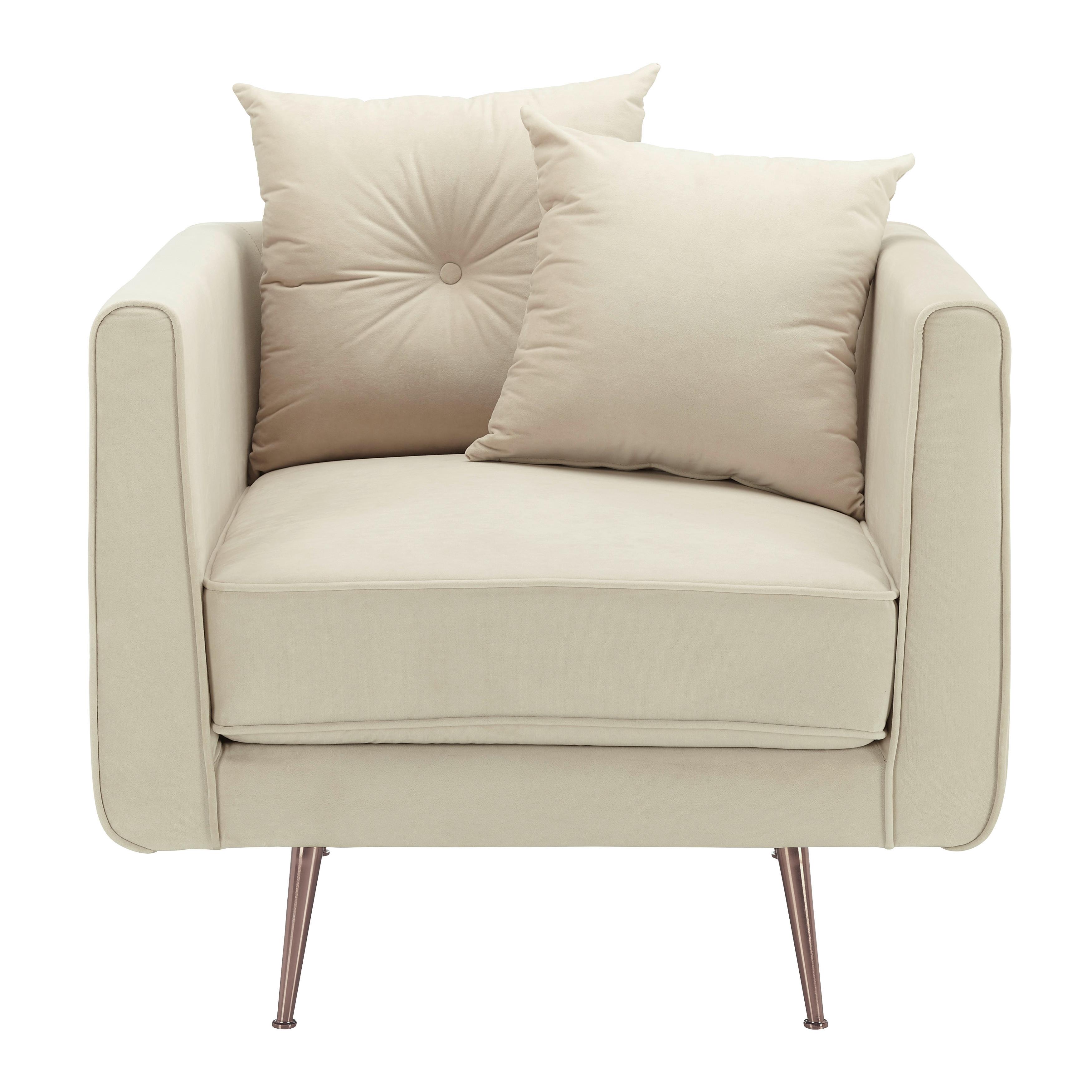 Relaxačné kreslo LUIS, béžový zamat - béžová/ružové zlato, Modern, kov/drevo (90/87/87cm) - Bessagi Home