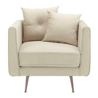 Relaxačné kreslo LUIS, béžový zamat - béžová/ružové zlato, Modern, kov/drevo (90/87/87cm) - Bessagi Home