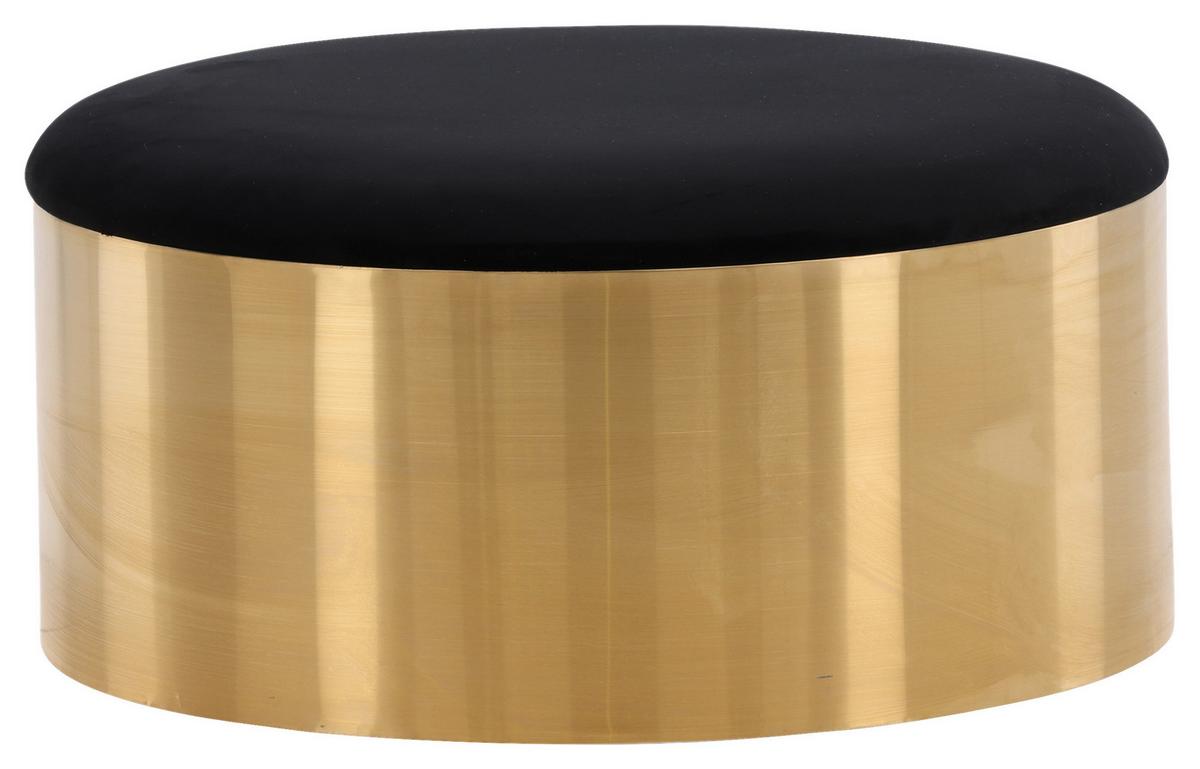 Hocker Puff - Goldfarben/Schwarz, Design, Textil/Metall (45/46/45cm) - Livetastic