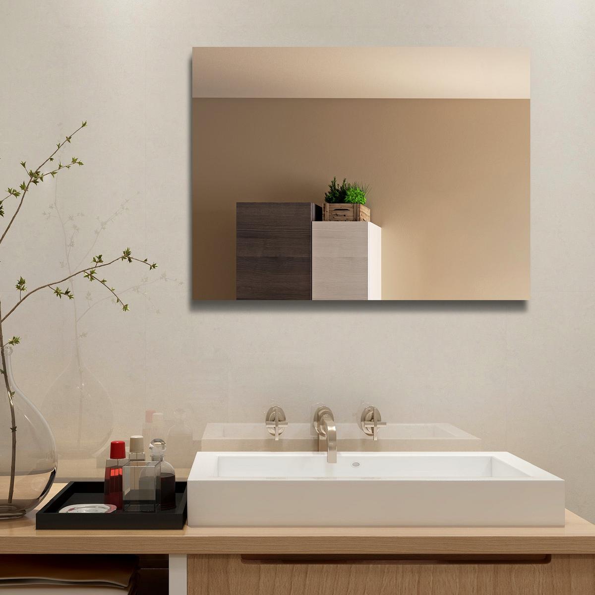LED-Spiegel Rechteckig 80x60 cm, Beheizbar - Basics, Glas/Metall (80/60/2,3cm)
