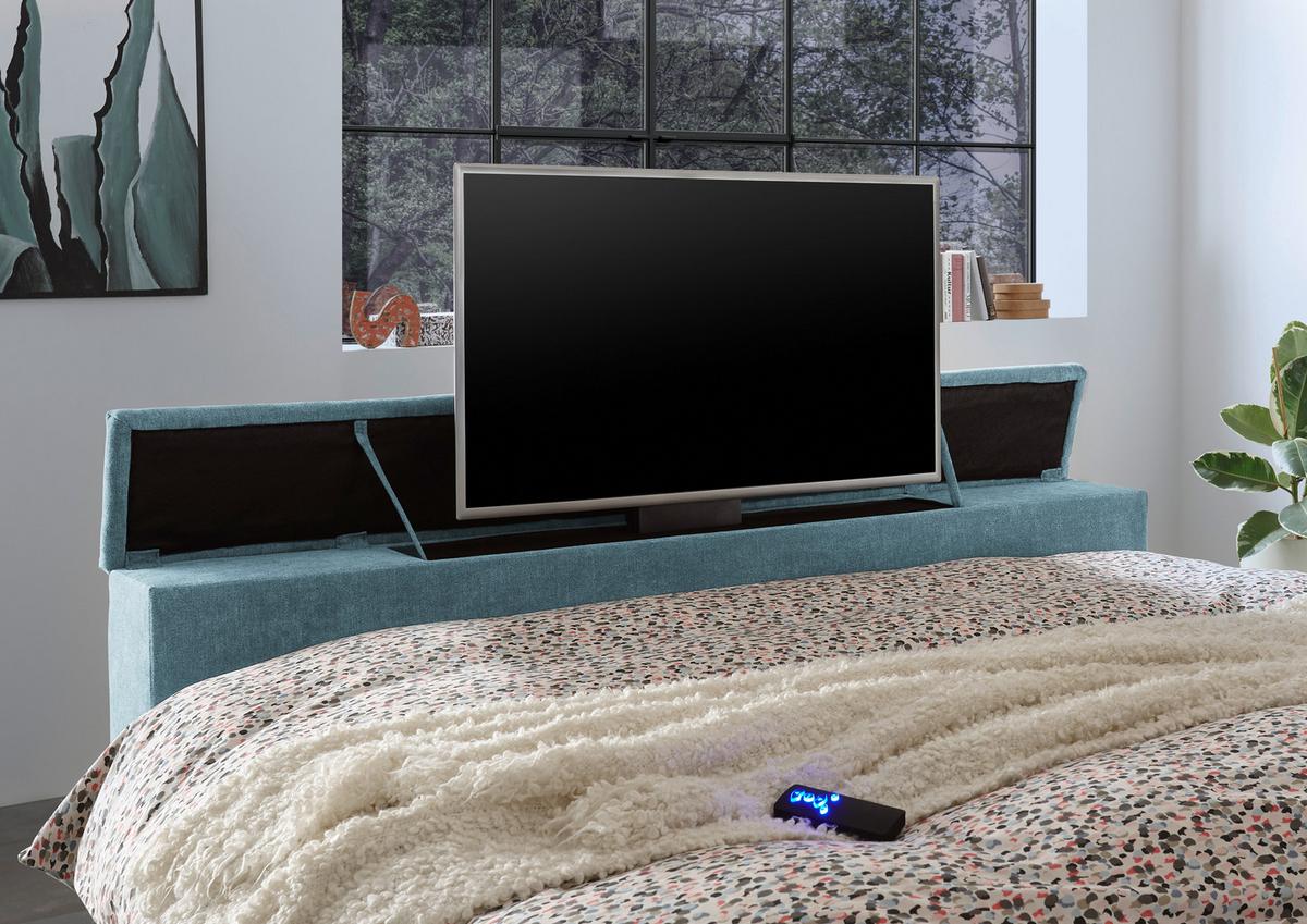 Boxspringbett Mit Bettkasten 180x200 Cm Denver - Blau, KONVENTIONELL, Textil (180/200cm) - Carryhome