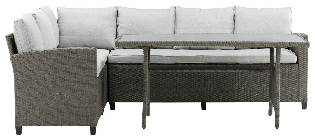 Loungegarnitur 3-Tlg Brentwood aus Kunststoff mit Kissen - Grau, KONVENTIONELL, Kunststoff - Gardenson