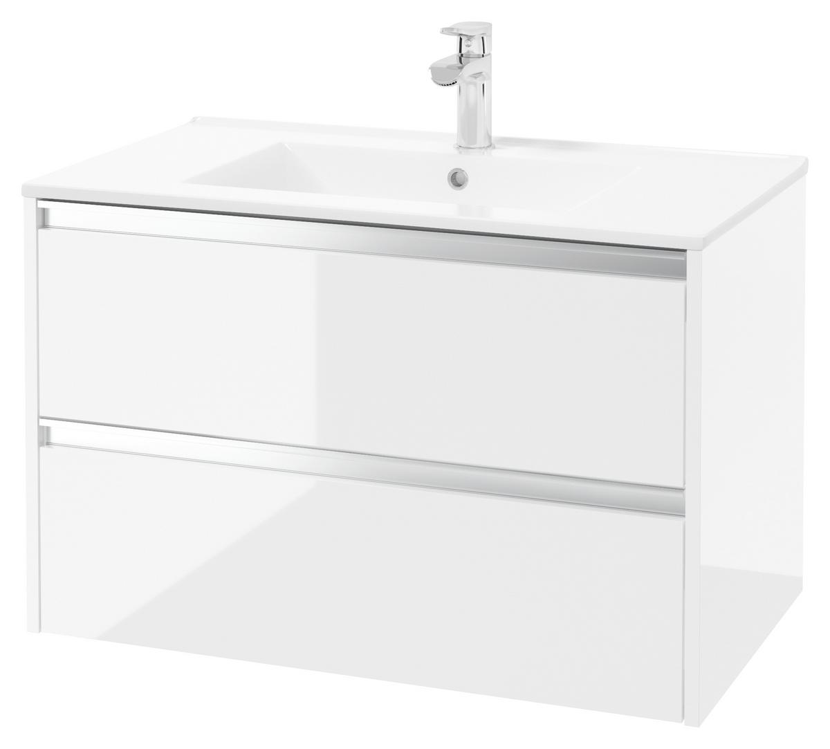 Waschbecken mit Unterschrank Nena B: 80 cm Weiß - Weiß, Basics, Keramik/Holzwerkstoff (80cm) - MID.YOU