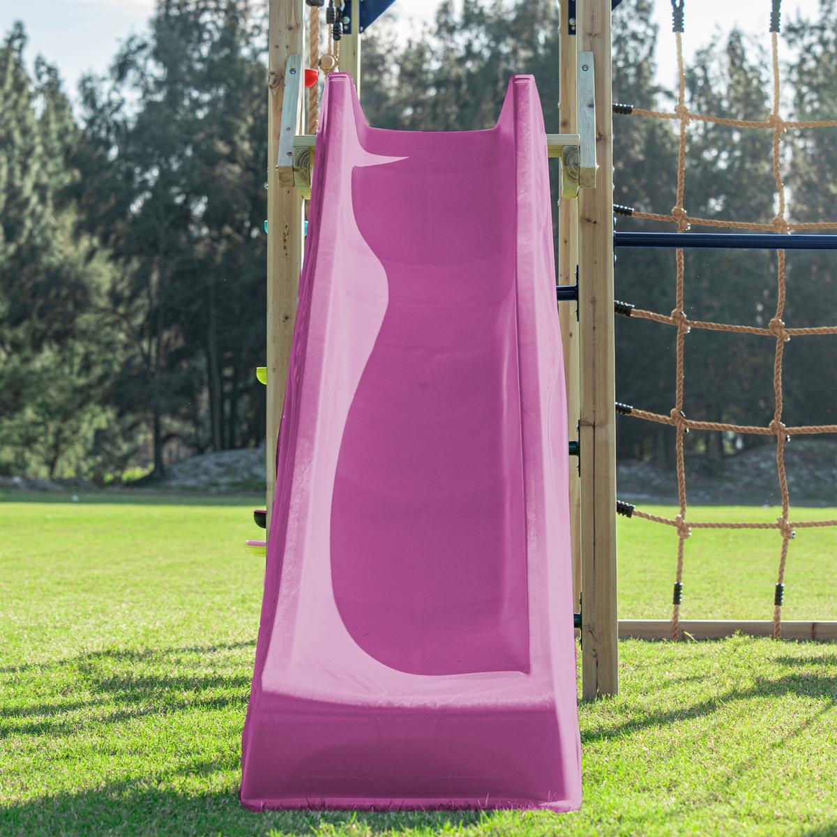 Klettergerüst mit Rutsche Lila - Blau/Lila, Basics, Holz/Kunststoff (522,5/196,2/205cm) - Ambia Garden
