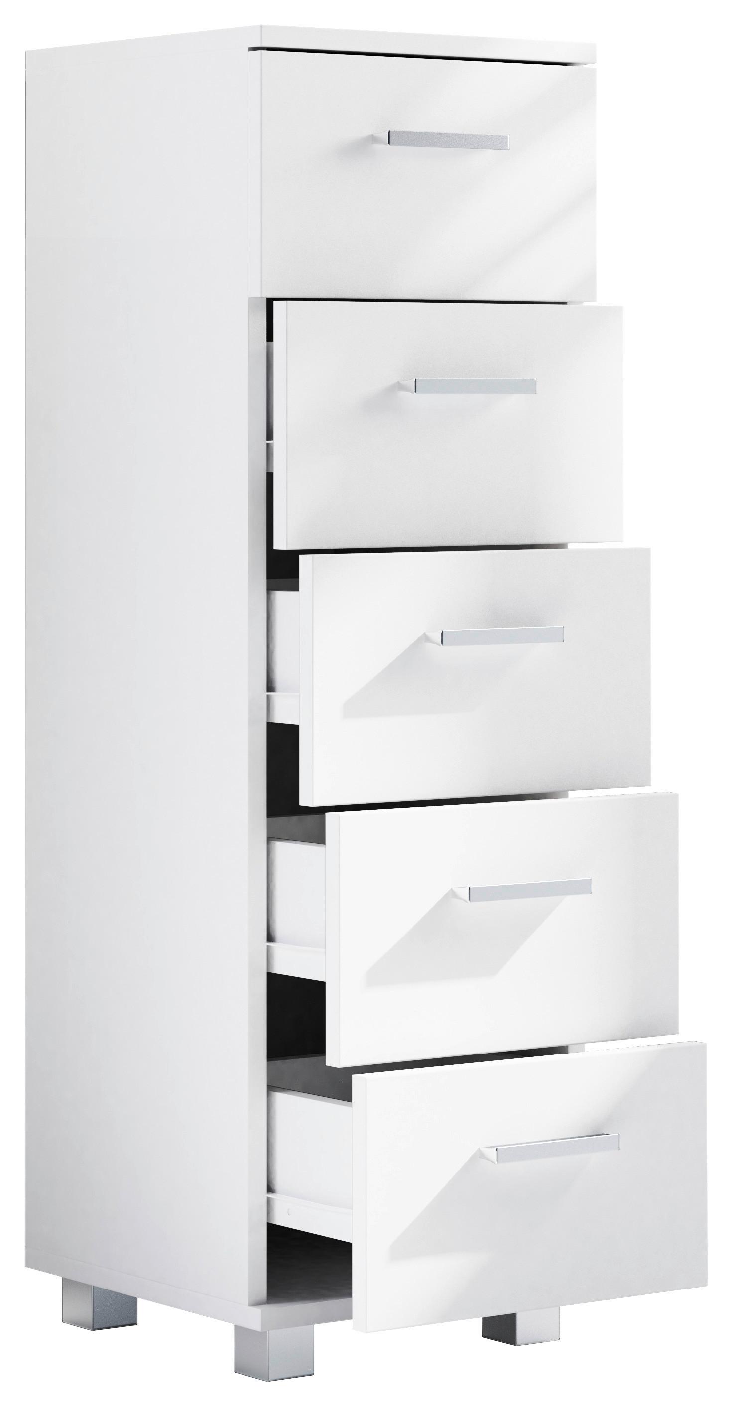 Highboard Zalo M Weiß B: 30 Cm - Silberfarben/Weiß, MODERN, Holzwerkstoff (30/94/30cm) - MID.YOU