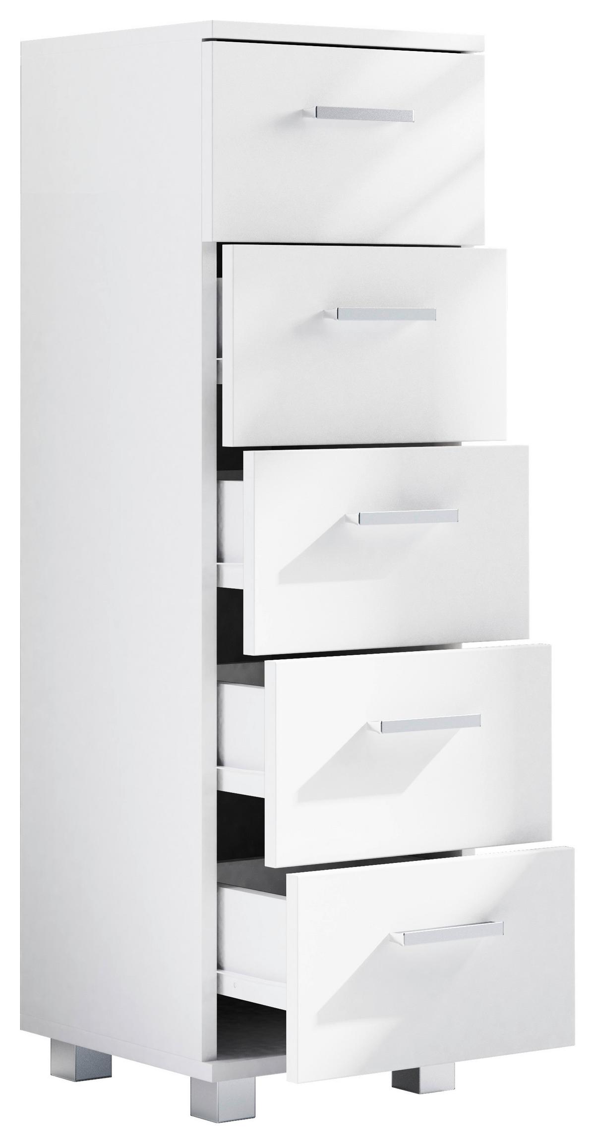 Highboard Zalo M Weiß B: 30 Cm - Silberfarben/Weiß, MODERN, Holzwerkstoff (30/94/30cm) - MID.YOU