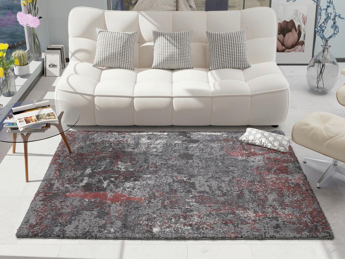 Webteppich Grau/Hellrot Timeline Quantum 160x230 cm - Hellrot/Grau, Design, Textil (160/230cm) - Novel