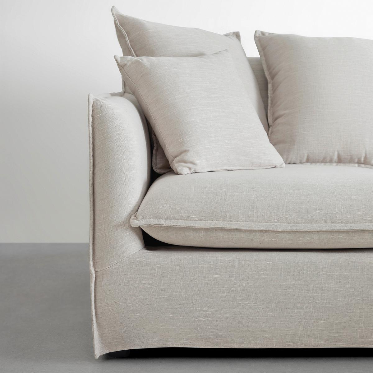 Sedací souprava ELIA přírodná barva - černá/přírodní barvy, Moderní, dřevo/textil (265/84/158cm) - Bessagi Home