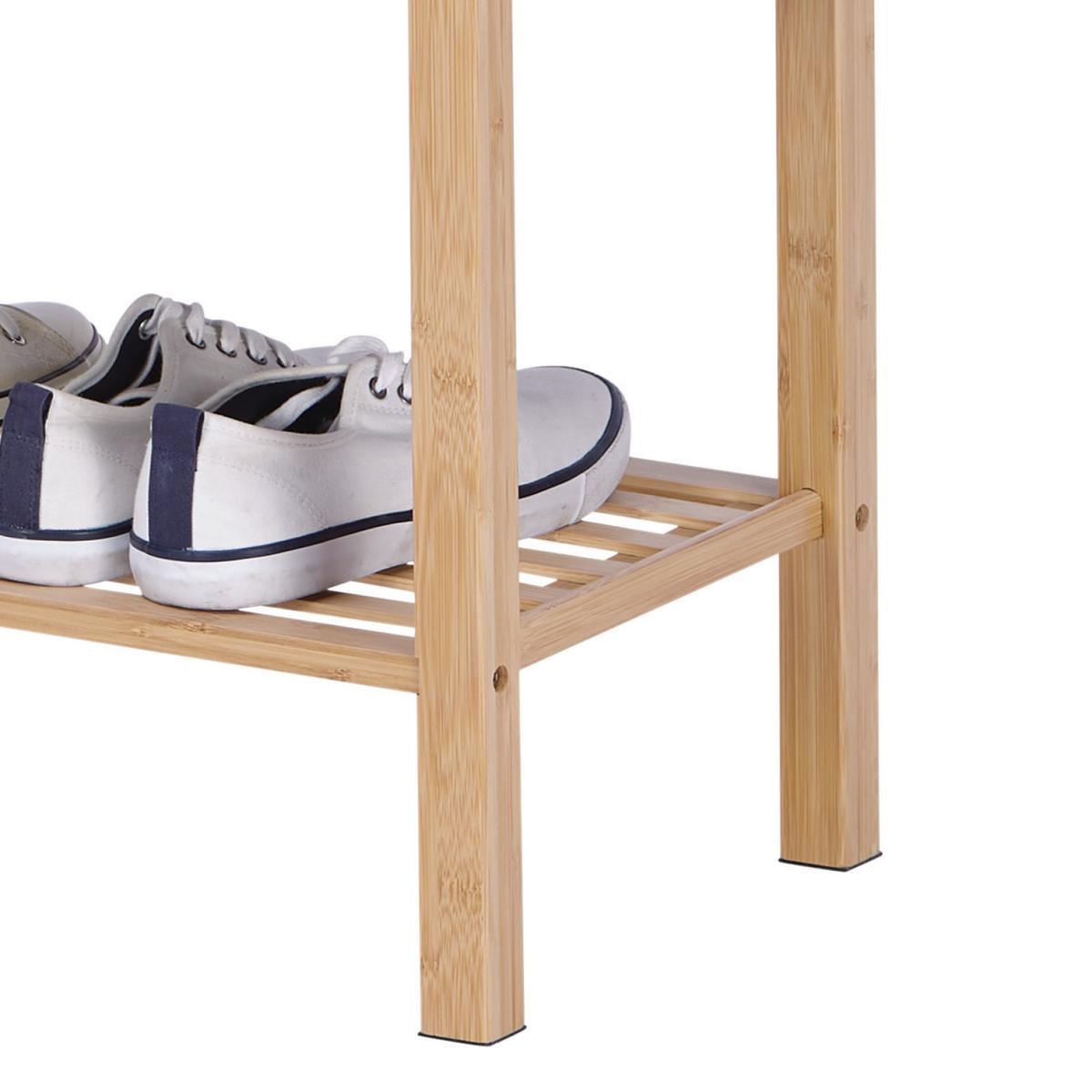 Garderobenbank Sam 3 Paar, Bambus/Grau H: 46 cm - Naturfarben/Grau, MODERN, Naturmaterialien/Textil (90/46/30cm)