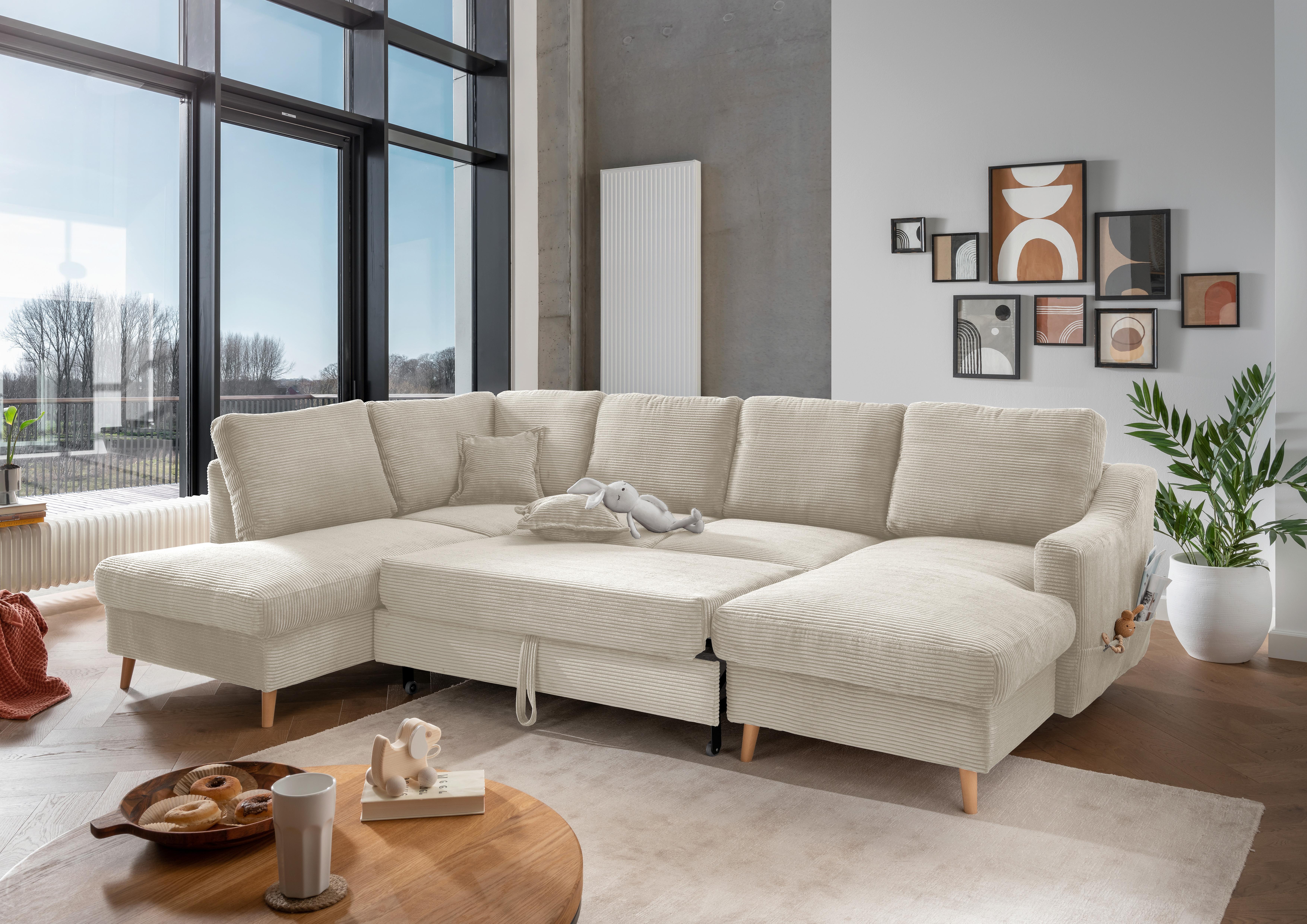 Wohnlandschaft Valentina - Beige/Naturfarben, KONVENTIONELL, Textil (200/301/150cm) - P & B