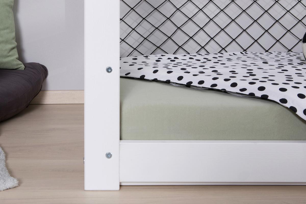 Bodenbett mit Matratze 90x200 cm Weiß - Weiß/Naturfarben, MODERN, Holz/Textil (90/200cm) - MID.YOU
