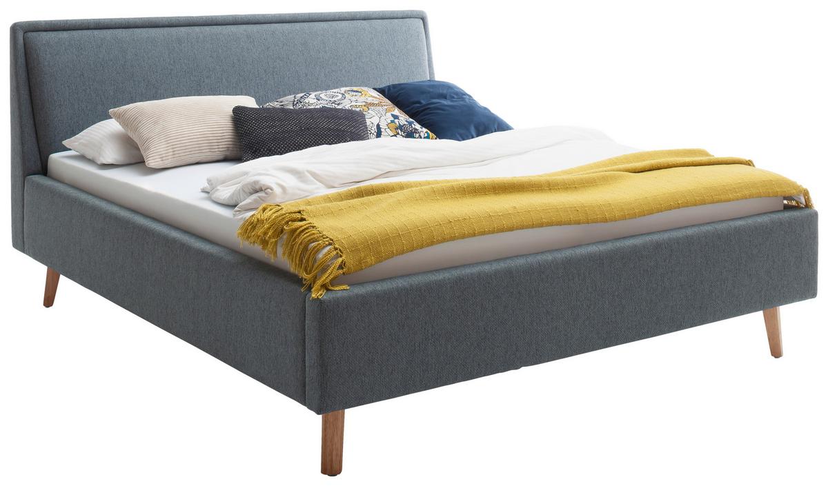 Polsterbett Frieda 180x200cm Blau - Blau/Eichefarben, KONVENTIONELL, Textil (180/200cm) - Livetastic