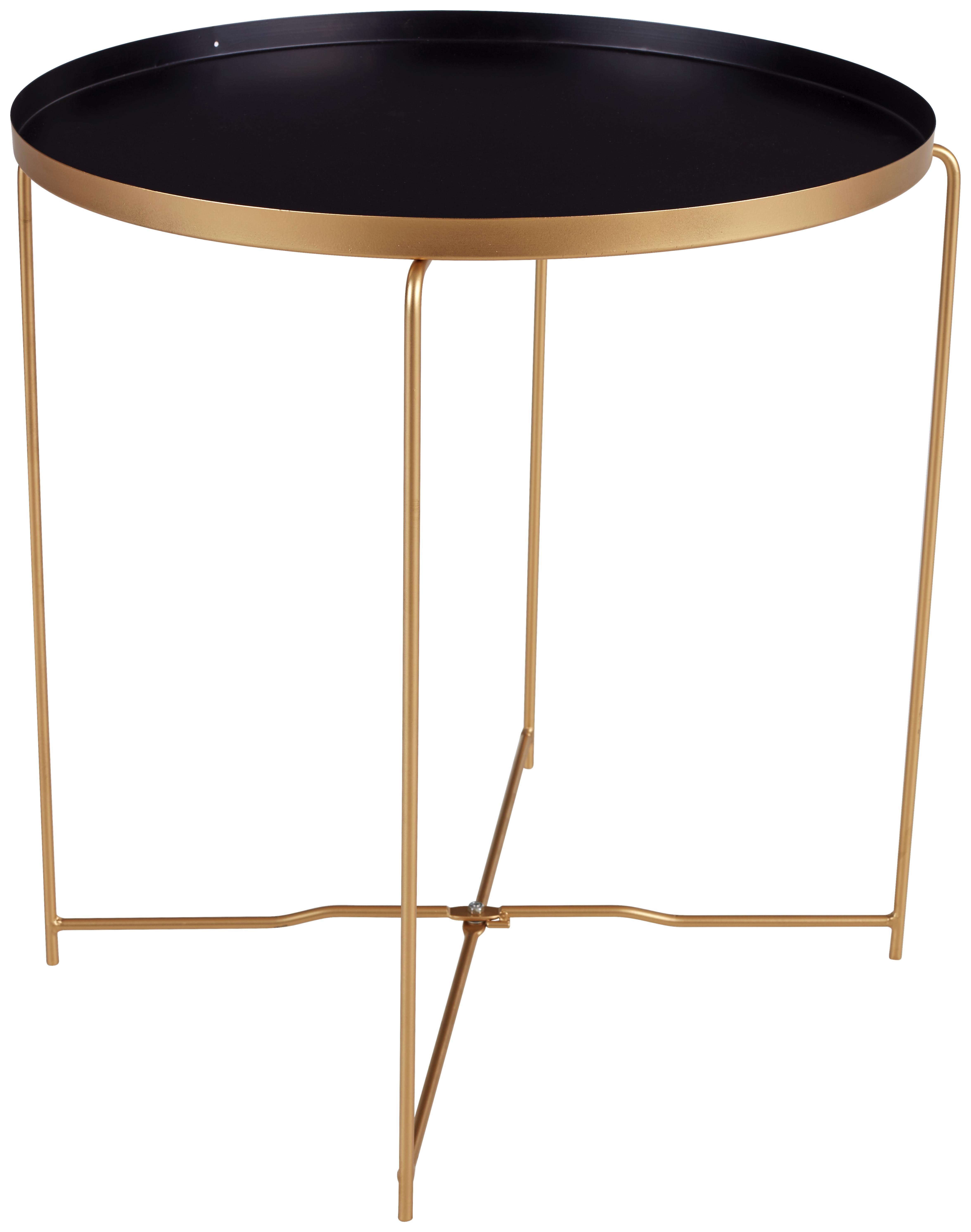Beistelltisch Queens D: 47 cm Schwarz - Goldfarben/Schwarz, MODERN, Metall (47/48cm) - Luca Bessoni