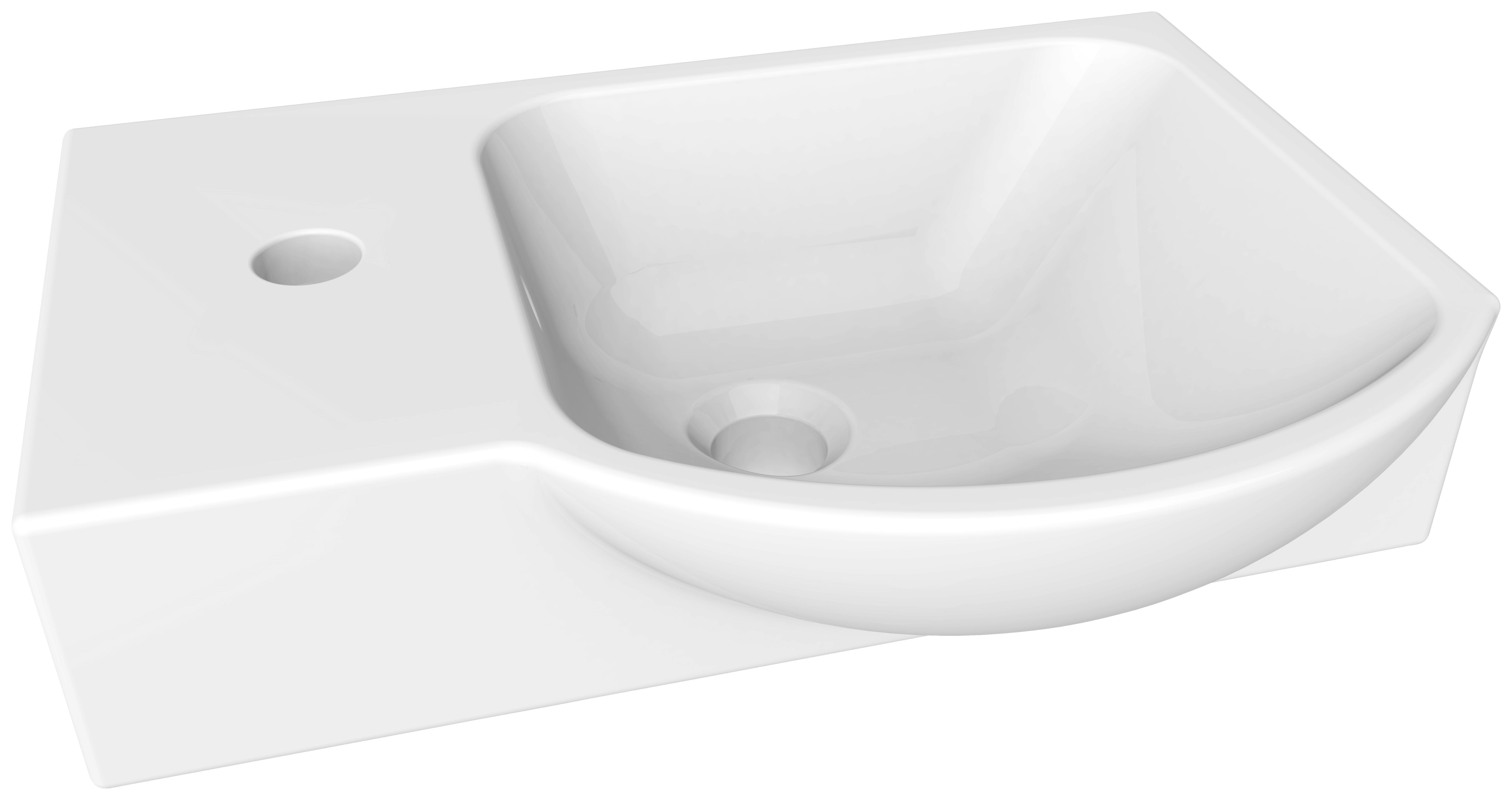 Waschbecken Guest II B:45cm Keramik/rechts - Weiß, Basics, Keramik (45/10,5/32cm) - Fackelmann