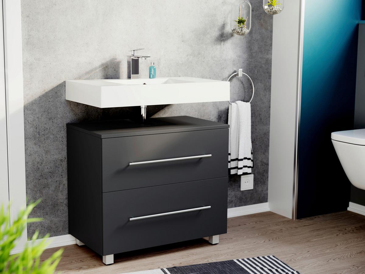 Waschbeckenunterschrank Mondial Graphitfarben B: 70 cm - Graphitfarben, MODERN, Holzwerkstoff (70/63/41,6cm) - MID.YOU