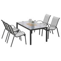 Gartenmöbel Set 5-tlg. Amalfi aus Aluminium - Graphitfarben/Braun, MODERN, Glas/Kunststoff - Gardenson