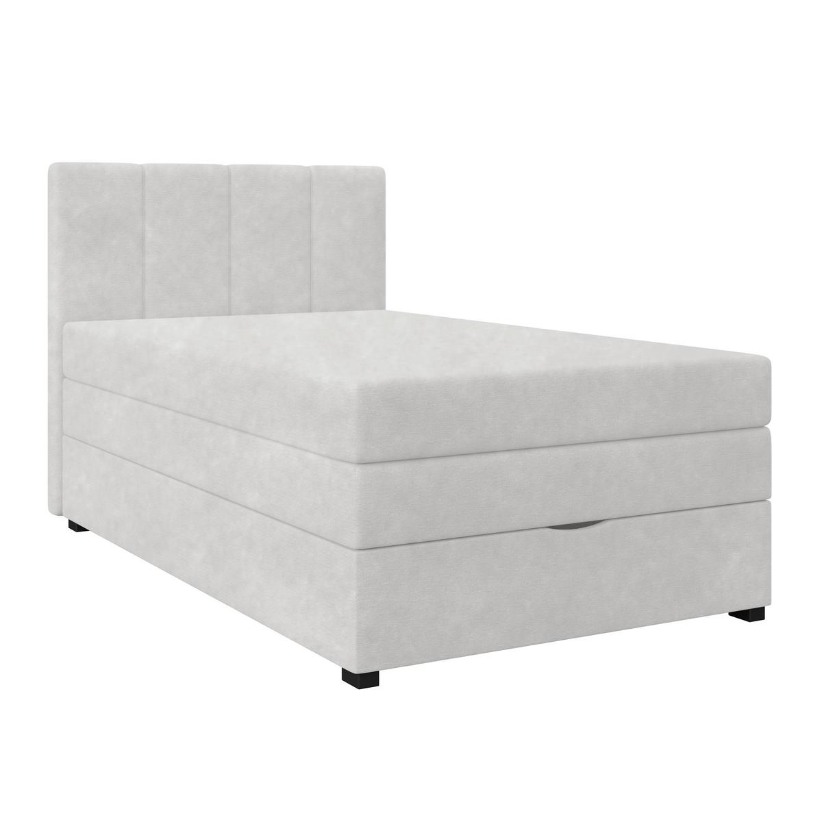 Boxspringbett mit Topper & Bettkasten 100x200 Lauro - Creme/Schwarz, Trend, Textil (100/200cm)