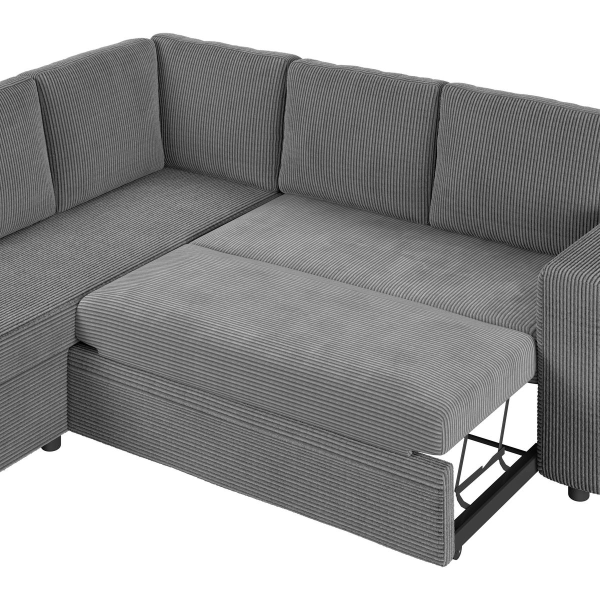 Ecksofa mit Schlaffunktion Toulouse anthrazit, 206x224cm - Anthrazit/Schwarz, Trend, Holz/Textil (206/224cm)