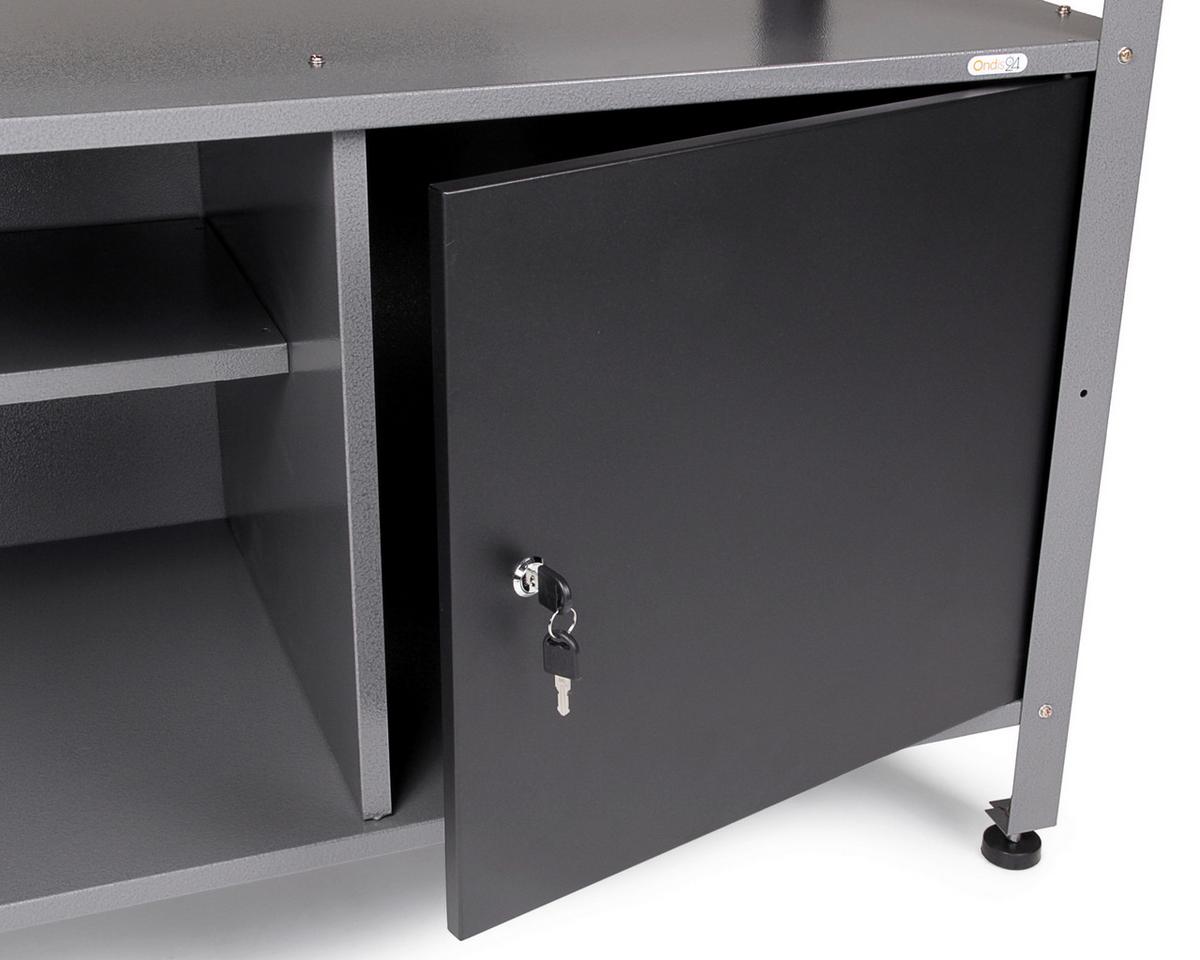Werkbank-Set Klaus Echtholz/Stahl B: 120 cm - Anthrazit/Grau, Basics, Holz/Metall (120/205/60cm)