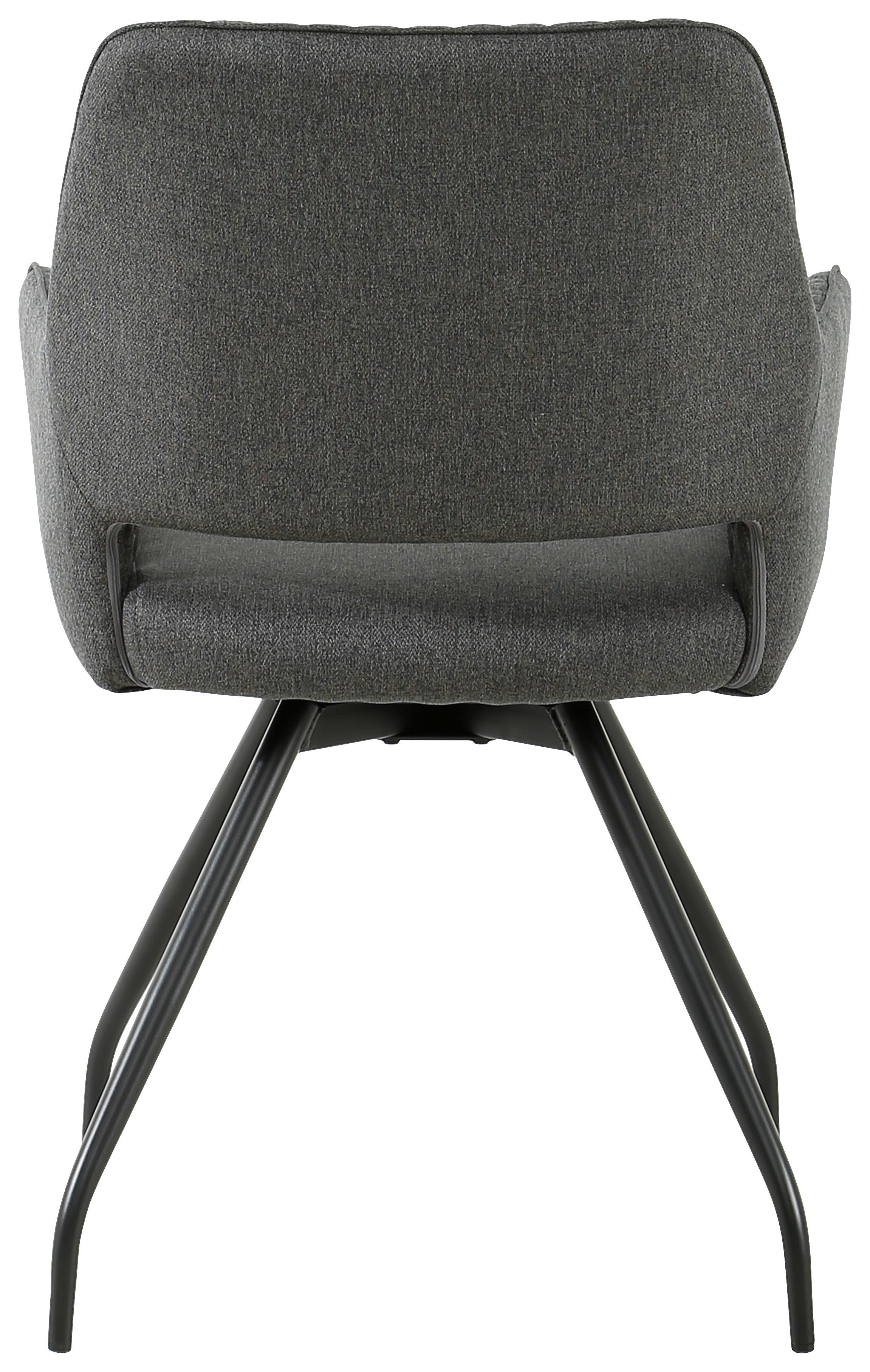 Armlehnstuhl Pam Braun, Sitzfl. 360° drehbar - Graubraun/Schwarz, KONVENTIONELL, Holz/Textil (57/85.5/60cm) - MID.YOU