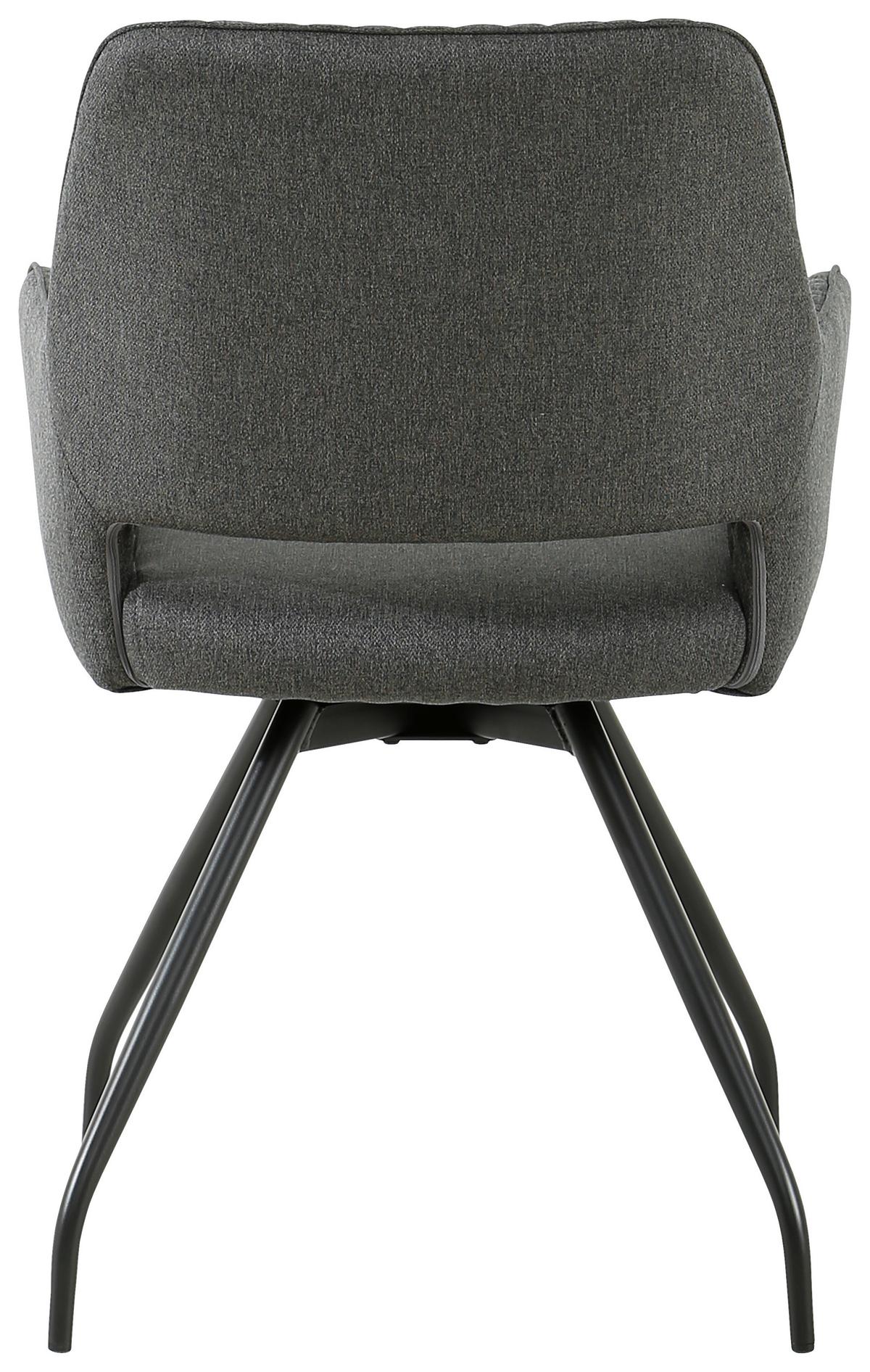 Armlehnstuhl Pam Braun, Sitzfl. 360° drehbar - Graubraun/Schwarz, KONVENTIONELL, Holz/Textil (57/85.5/60cm) - MID.YOU