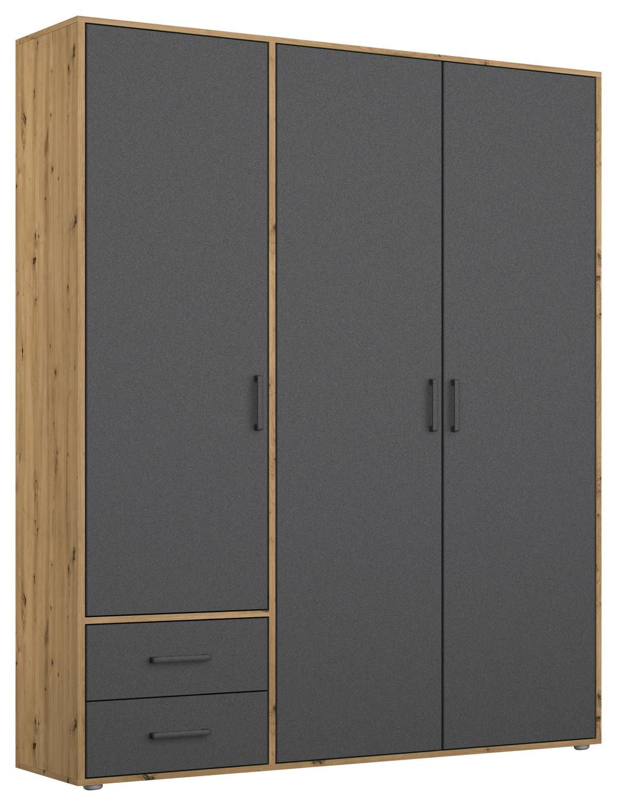 Drehtürenschrank Mit Schubladen 140 cm Voyager - Eiche Artisan/Grau, MODERN, Holzwerkstoff (140/194/53cm) - Rauch Möbel
