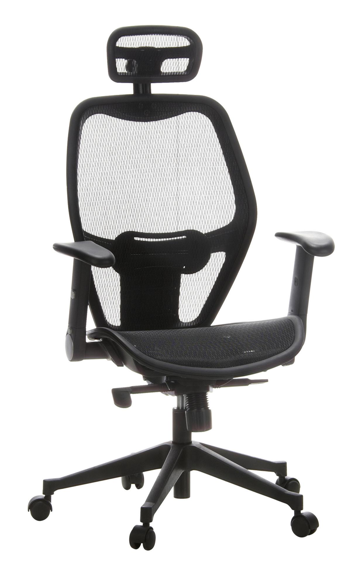 Drehstuhl Air-port 360°drehbar Schwarz Bis 110 Kg - Schwarz, Basics, Kunststoff/Textil (59/117/48cm) - MID.YOU