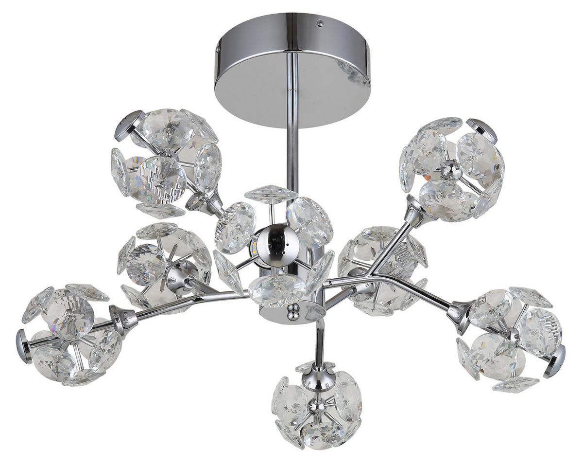 LED-Deckenleuchte Virina Klar Chromfarben D: 68 cm - Klar/Chromfarben, KONVENTIONELL, Glas/Metall (68/38cm) - Globo