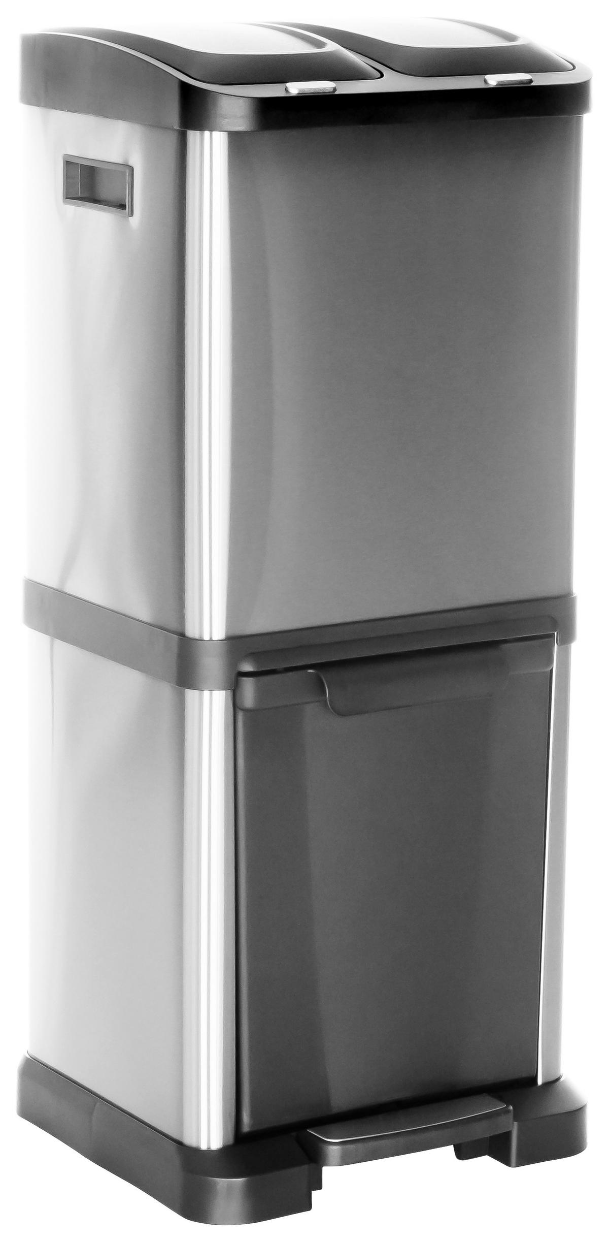 Abfallsammler Clean Vii - Silberfarben/Schwarz, Basics, Kunststoff/Metall (32/78/32cm) - MID.YOU