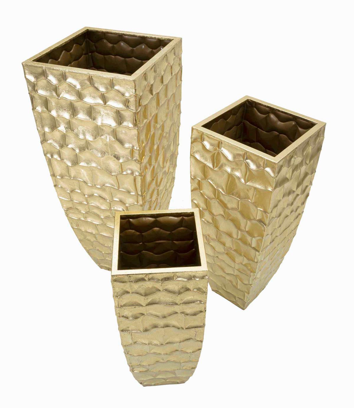 Vase Goldely Set 3 Goldfarben B: 38 cm - Goldfarben, Basics, Metall (38/94/38cm)