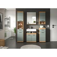 Badezimmer Scout Eiche Dekor/Salbeigrün B:134cm - Salbeigrün/Eichefarben, MODERN, Glas/Holzwerkstoff (134cm) - MID.YOU
