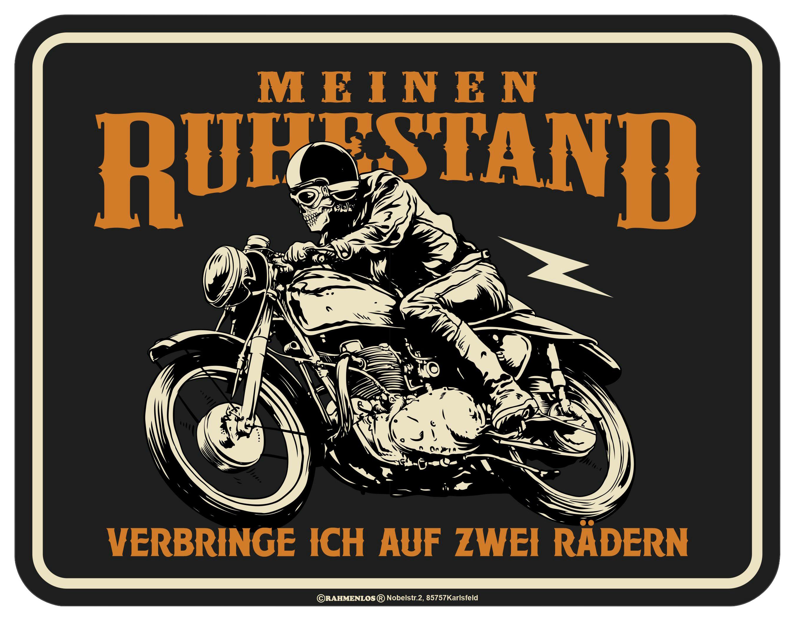 Dekoschild Ruhestand 2 Räder Multicolor 22x17 cm