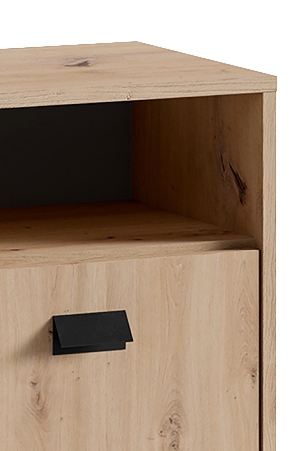 Badezimmer Wellness Eiche Artisan/Schwarz B: 194,5 cm - Schwarz/Eiche Artisan, MODERN, Holzwerkstoff/Kunststoff (194,5cm) - MID.YOU