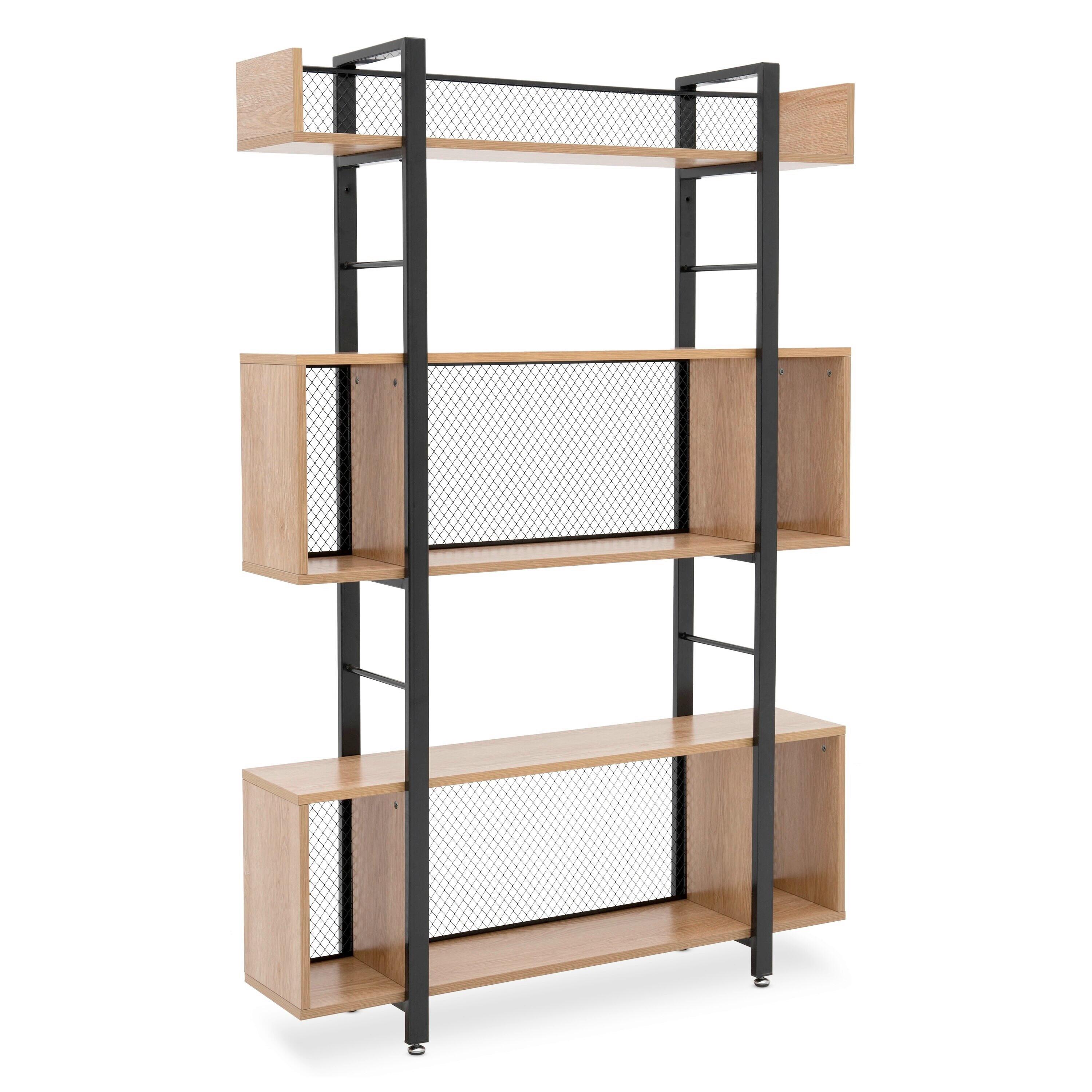 Regal Naturfarben/Schwarz - Schwarz/Naturfarben, Design, Holzwerkstoff/Metall (120/180/30cm) - Livetastic