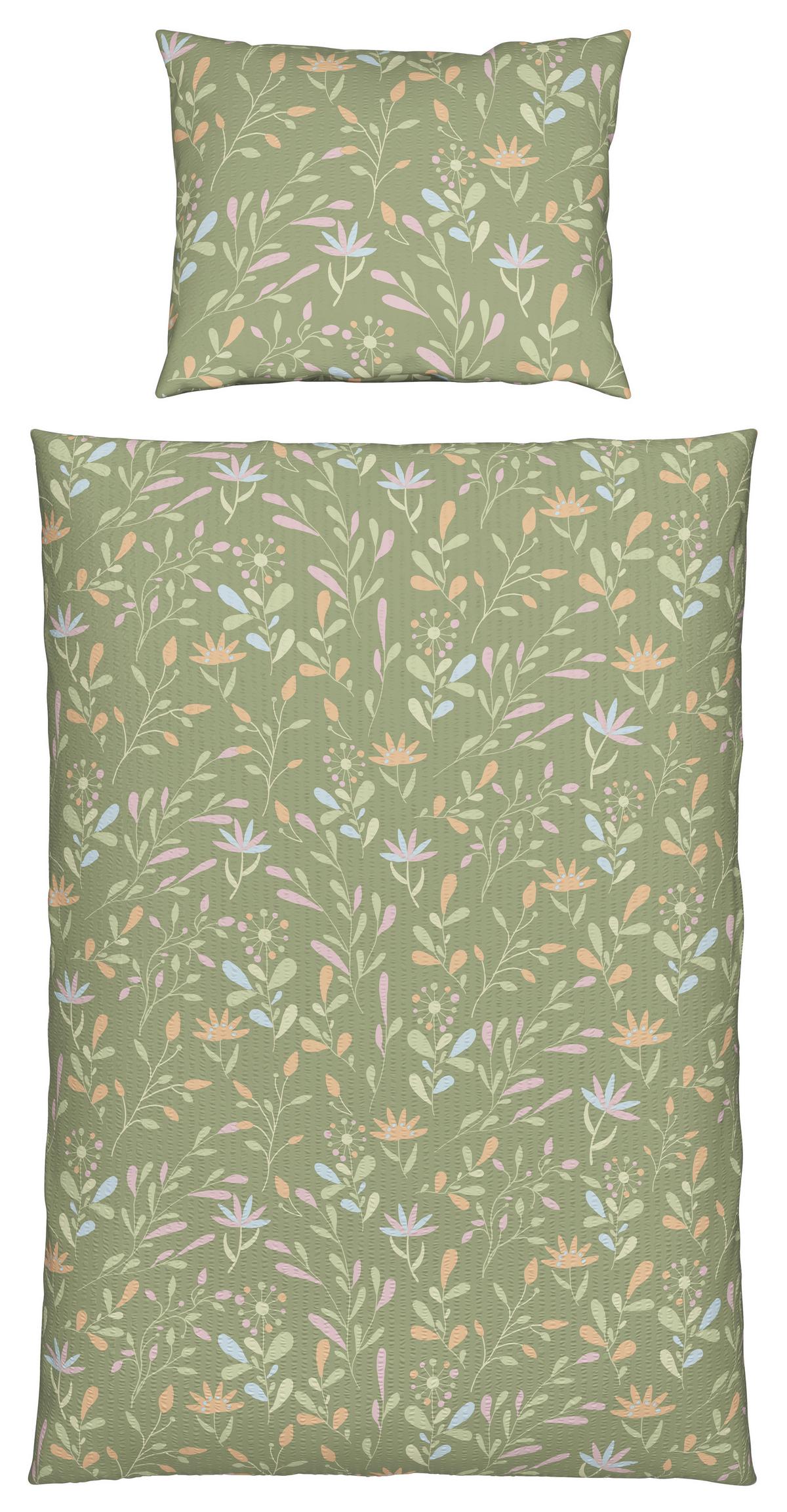 Posteľná bielizeň Marina, 70/90 140/200cm - zelená, Konventionell, textil (140/200cm) - Mömax